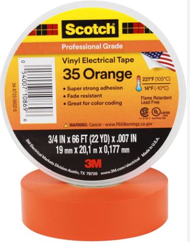 3M | Scotch 35 isolant Vinyl Elect. 19mm x 20m | Orange