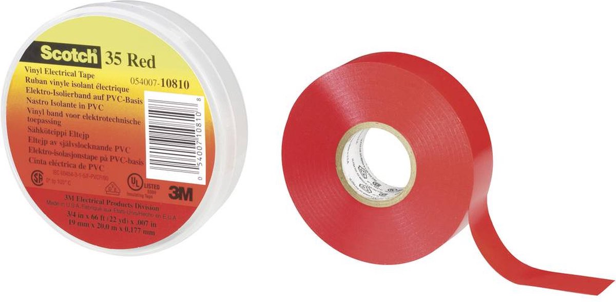 3M | Scotch 35 isolant Vynil Elect. 19mm x 20m | Rouge