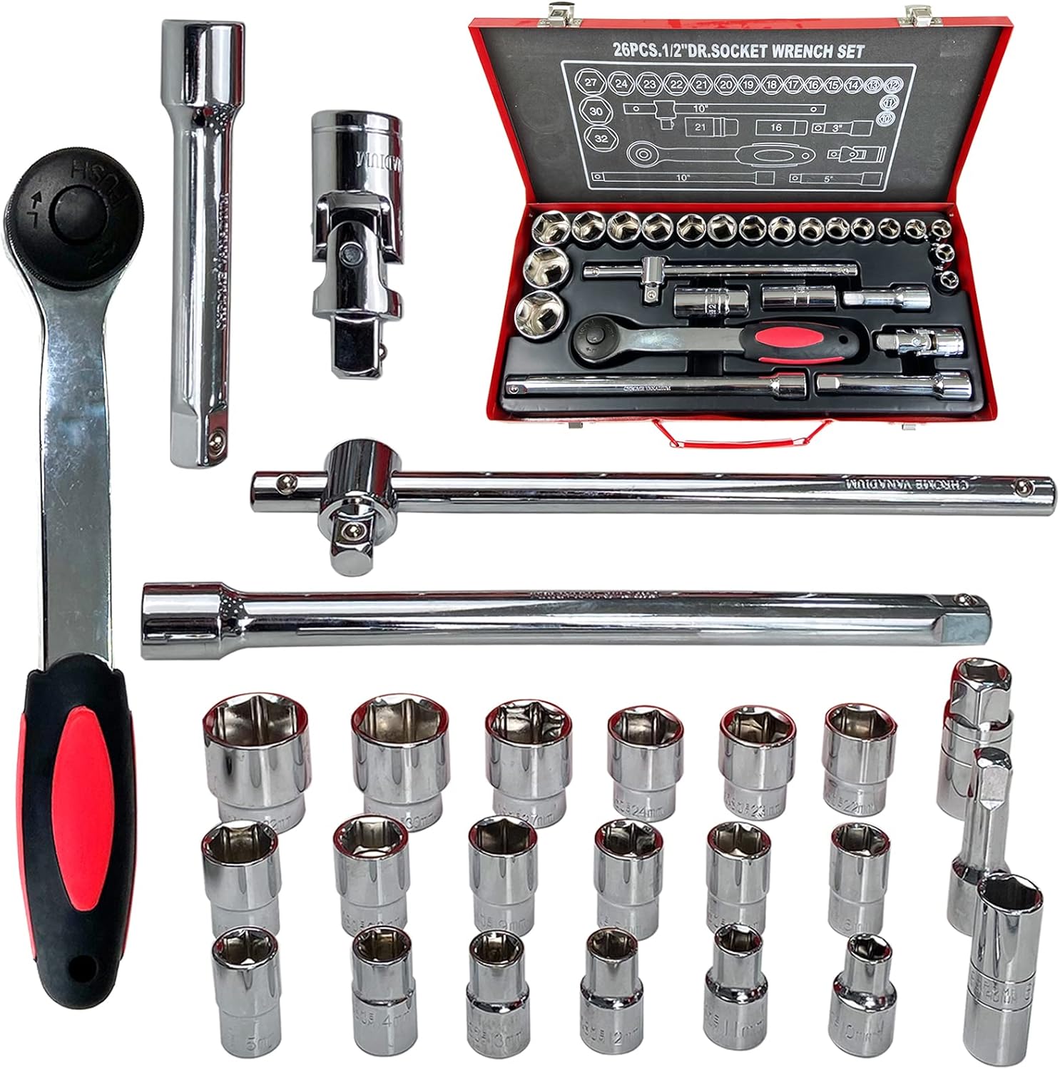 WEDO Coffret de 26 Clés à Douille 1/2'' Dr.